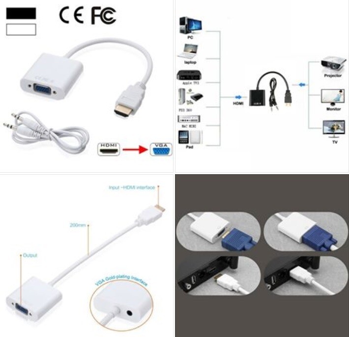 [VH02] HDMI To VGA w/ Audio Converter